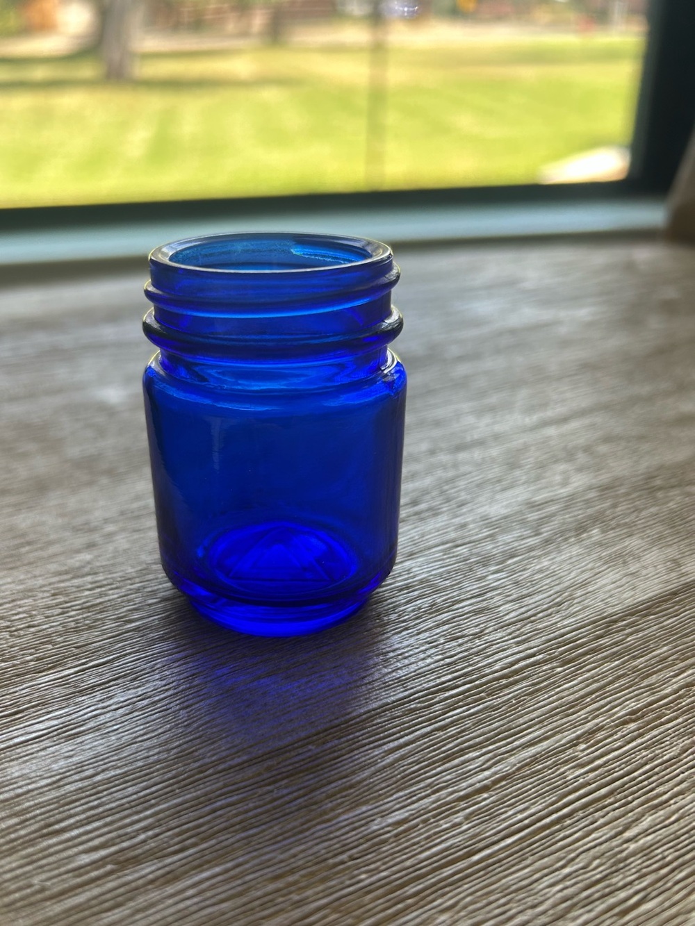 Antique Vicks Vapourub Cobalt Blue Glass Jar - Ring & Small item Storage
